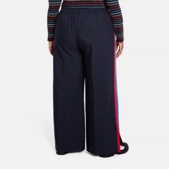 La Ligne x Target Trousers Plus 1X Side Stripe Wide Leg Navy/Red - Picture 3 of 8